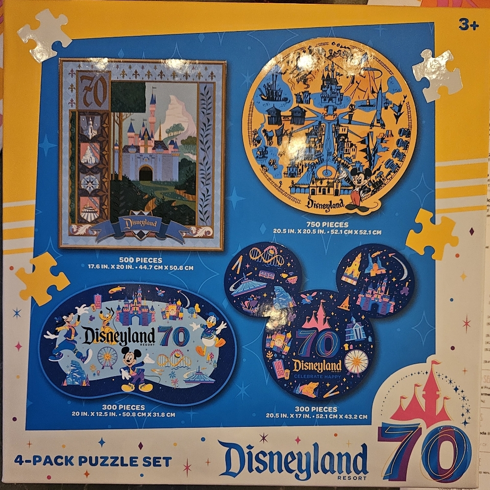 Disneyland 70th Anniversary 4 Pack Puzzle Set New 2025 Factory Sealed